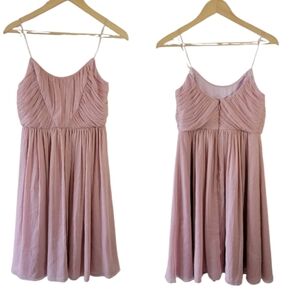 BHLDN Hitherto Baby Pink Pleated Babydoll Sateen Mini Dress Sz 2 Cocktail Fairy